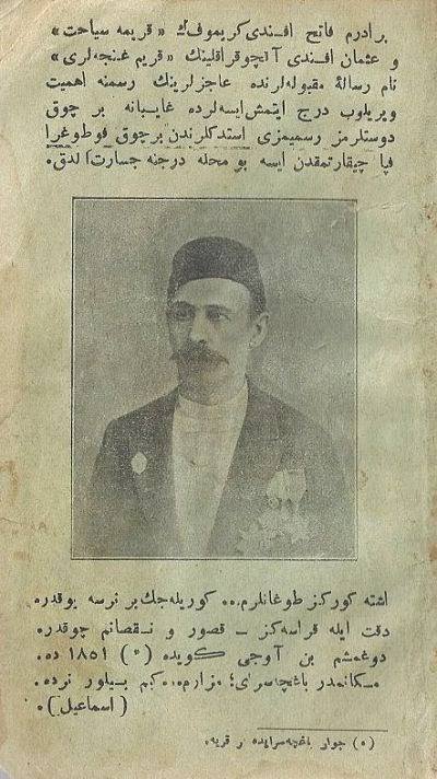 Görsel 4. İsmail Babaynıñ Tercüman gazetasında öz fotografiyasıñı neşretken