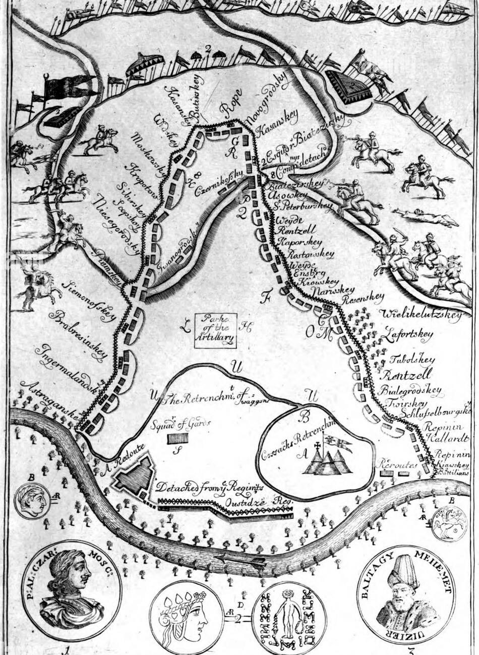 Görsel 3. Prut Cenkinde Rus ordusunıñ quşatılğanıñı körsetken Fransız haritası 1