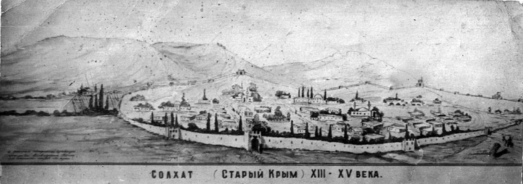 Görsel 1. Uluğ Orda vaqtında Eskiqırımnı resmetken bir gravür